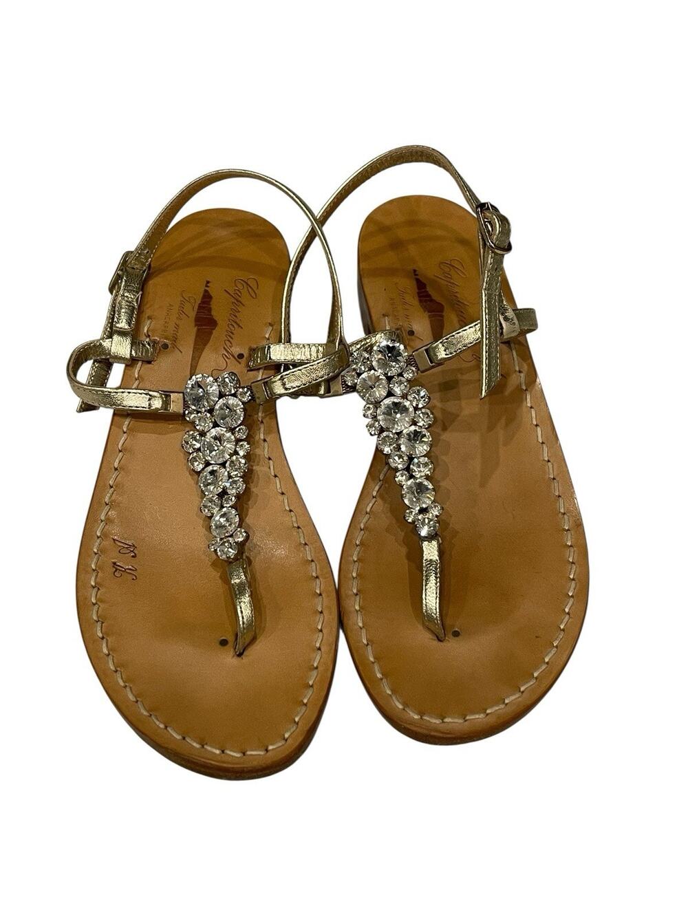 Capritouch Tailor sparkling crystals Anacapri Leather Blue Sandals 38